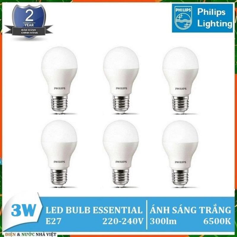 COMBO 6 BỘ - BÓNG ĐÈN PHILIPS LEDBULB ESSENTIAL 3W E27 A60 ( TIẾT KIỆM ĐIỆN - ÁNH SÁNG TRẮNG & VÀNG )