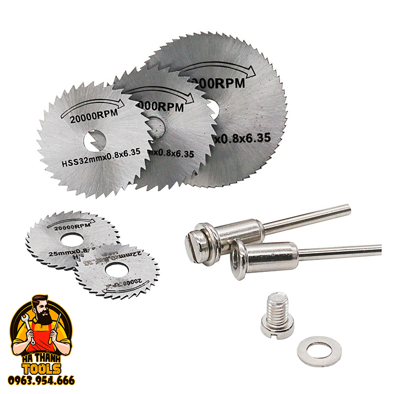 Bộ 5 Lưỡi Cưa Mini - Kèm 2 Trục Lắp Đĩa Cưa
