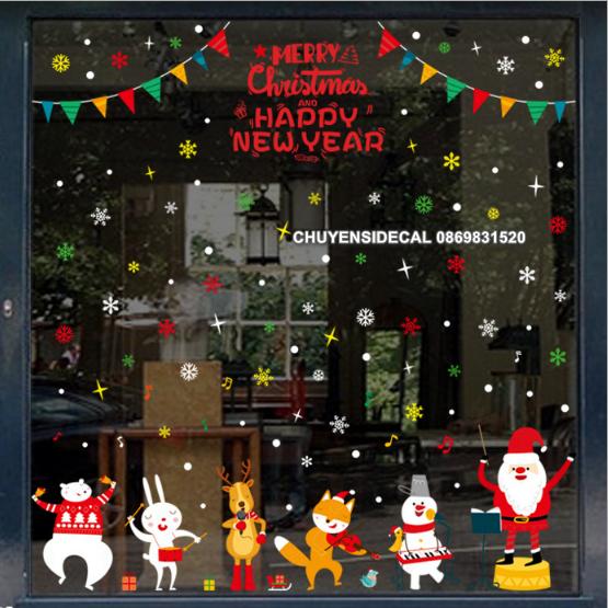 [HCM]Decal Trang Trí Noel Hai Mặt Hít Tĩnh Điện Không Dơ Kính- Noel Trắng Hợp Ca 03