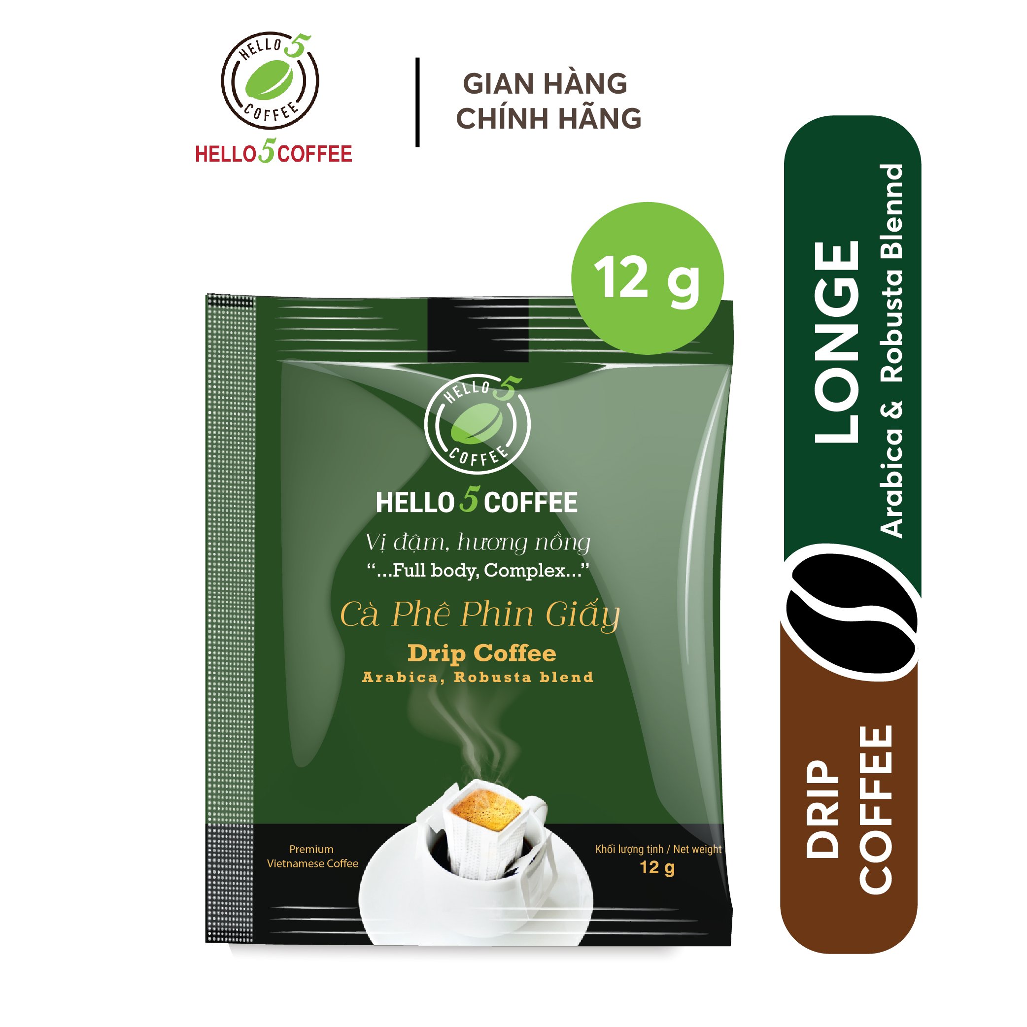 Cà Phê Phin Giấy (Drip Bag) - Hello 5 Coffee gói 12 gram