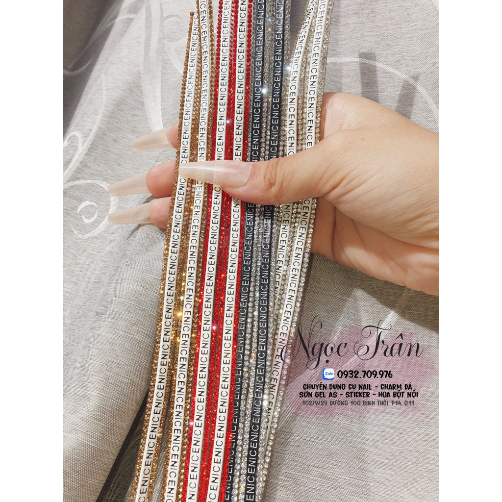 Cuộn Charm Dây Đá Viền Chữ NICE Trang Trí Móng