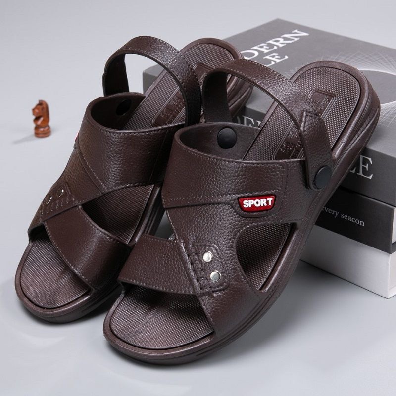 Dép lê nam xăng đan Sport FIN cao su Nâu rẻ bền đẹp