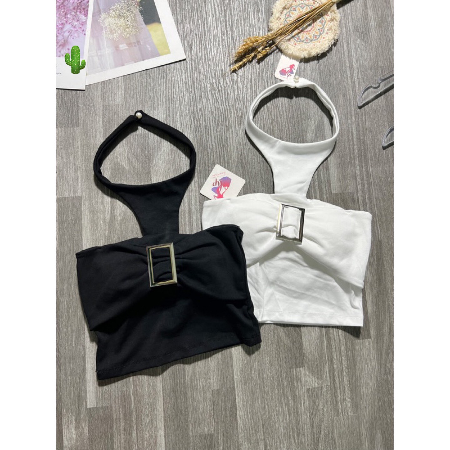 🍒🍒🍒 🌵🌵🌵 Áo yếm phối khoen (có mút) kiểu croptop pc