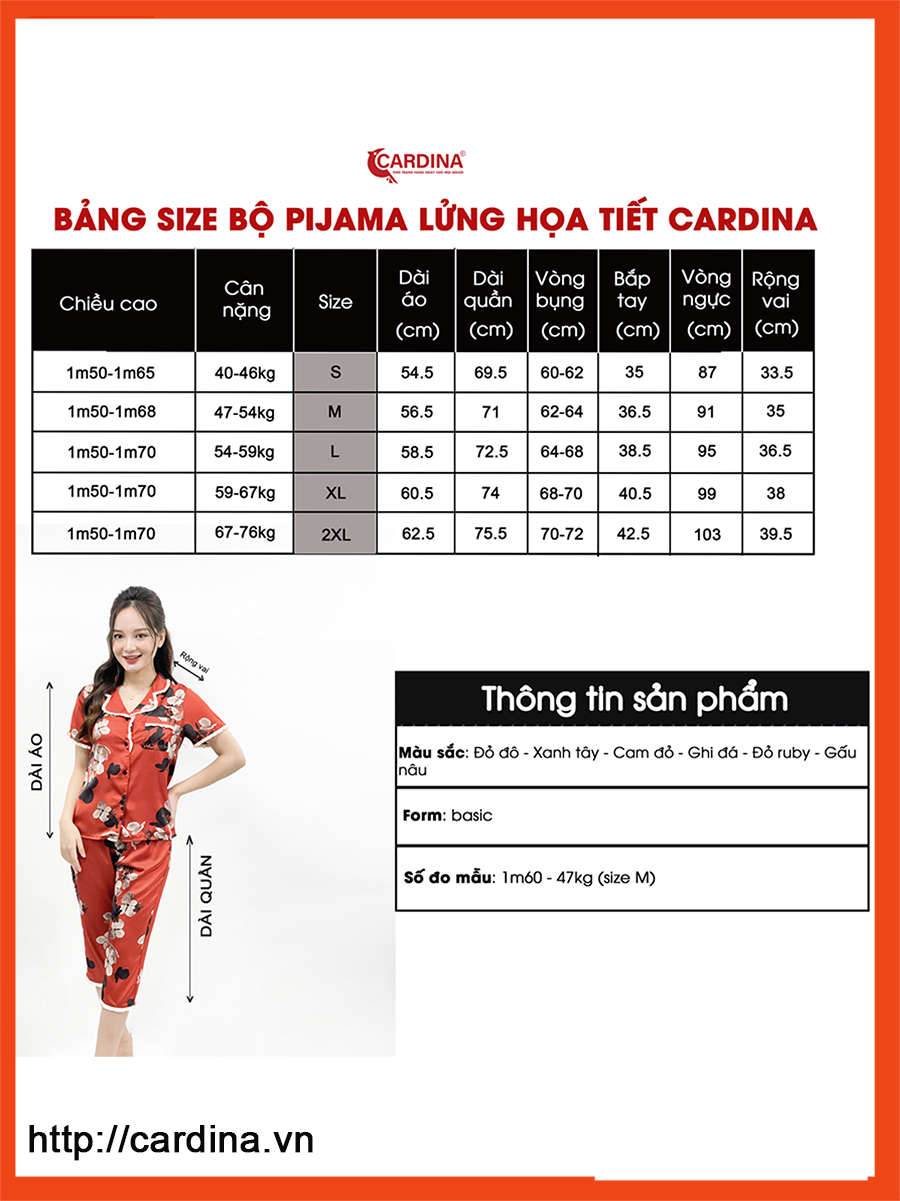 Đồ Bộ Pijama Nữ 𝐂𝐀𝐑𝐃𝐈𝐍𝐀 Chất Lụa Satin Nhật Họa Tiết Tinh Tế 1Pi26