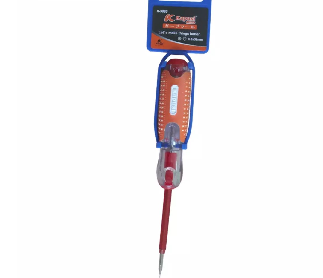Bút thử điện 2 đầu thương hiệu Nhật Kapusi K-9065 Chịu tải cao lên đến 500 V 2 đầu có đèn báo sáng, tay cầm bằng cao su chắc chắn dễ dàng thao tác - Cửa Hàng Nam