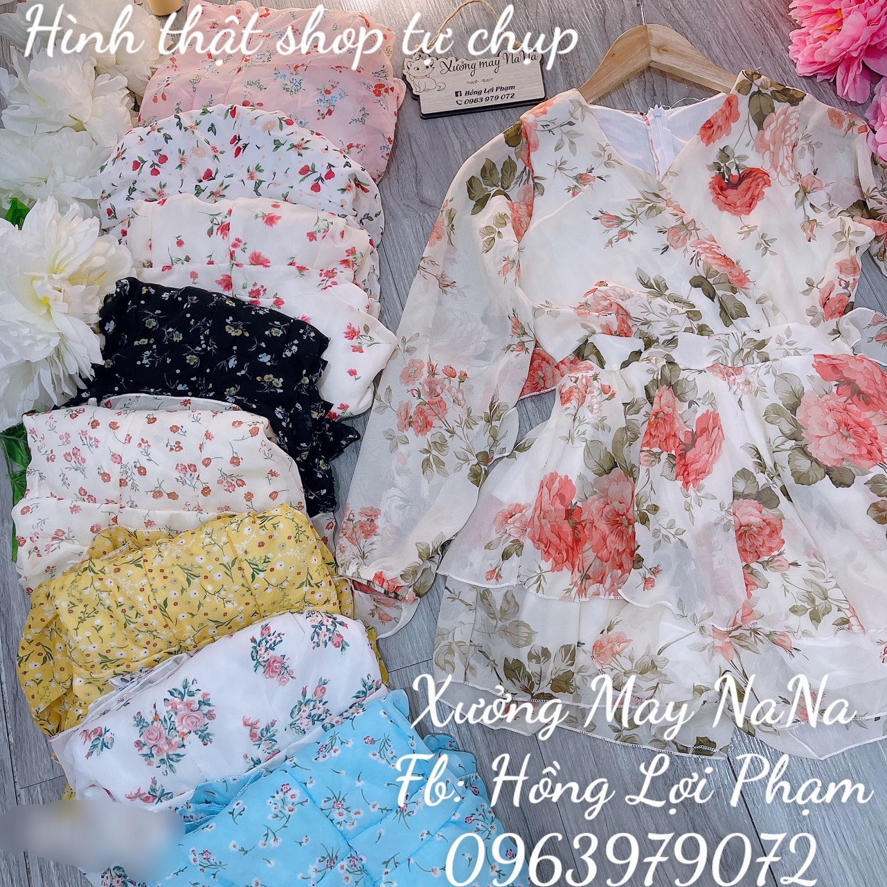 Jum hoa tay dài cột nơ