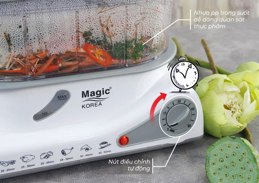 Máy hấp thực phẩm 3 tầng Magic A-61 - HÀNG MỚI 100%