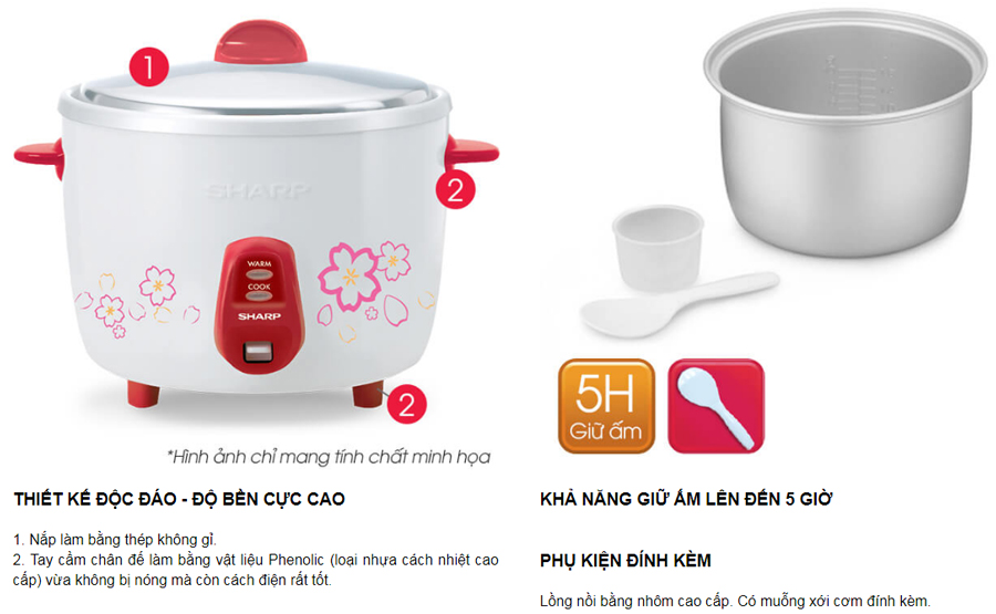 NỒI CƠM ĐIỆN SHARP KSH-D06V-MÀU NGẪU NHIÊN