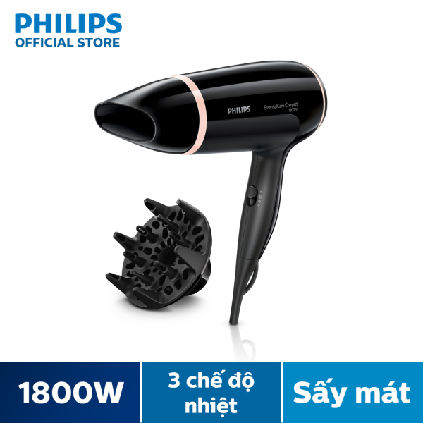 Máy sấy tóc Philips BHD004/00 1800W-3 cài đặt nhiệt và tốc độ- Đầu tán khí tạo kiểu tóc dày - Hàng phân phối chính hãng nhập khẩu
