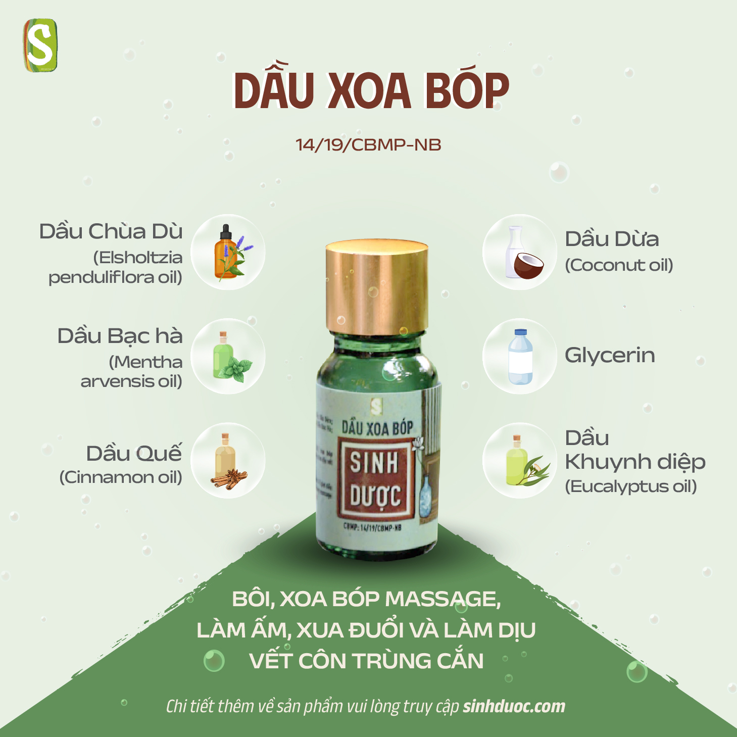 Dầu xoa bóp 10ml Sinh Dược