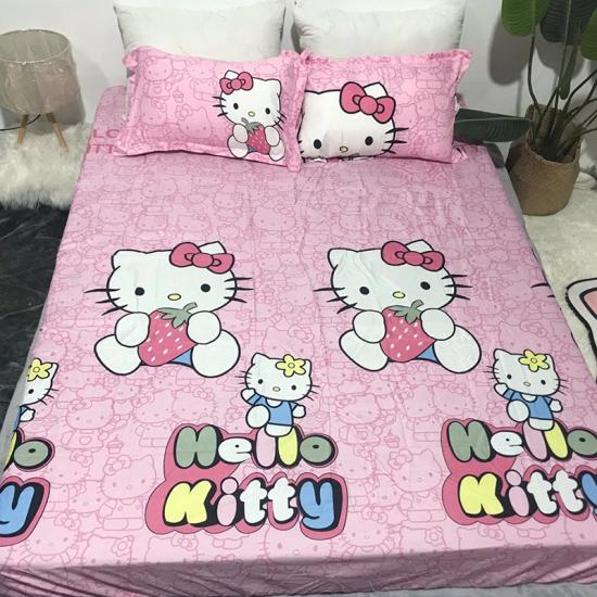 Bộ ga gối màu hồng kitty