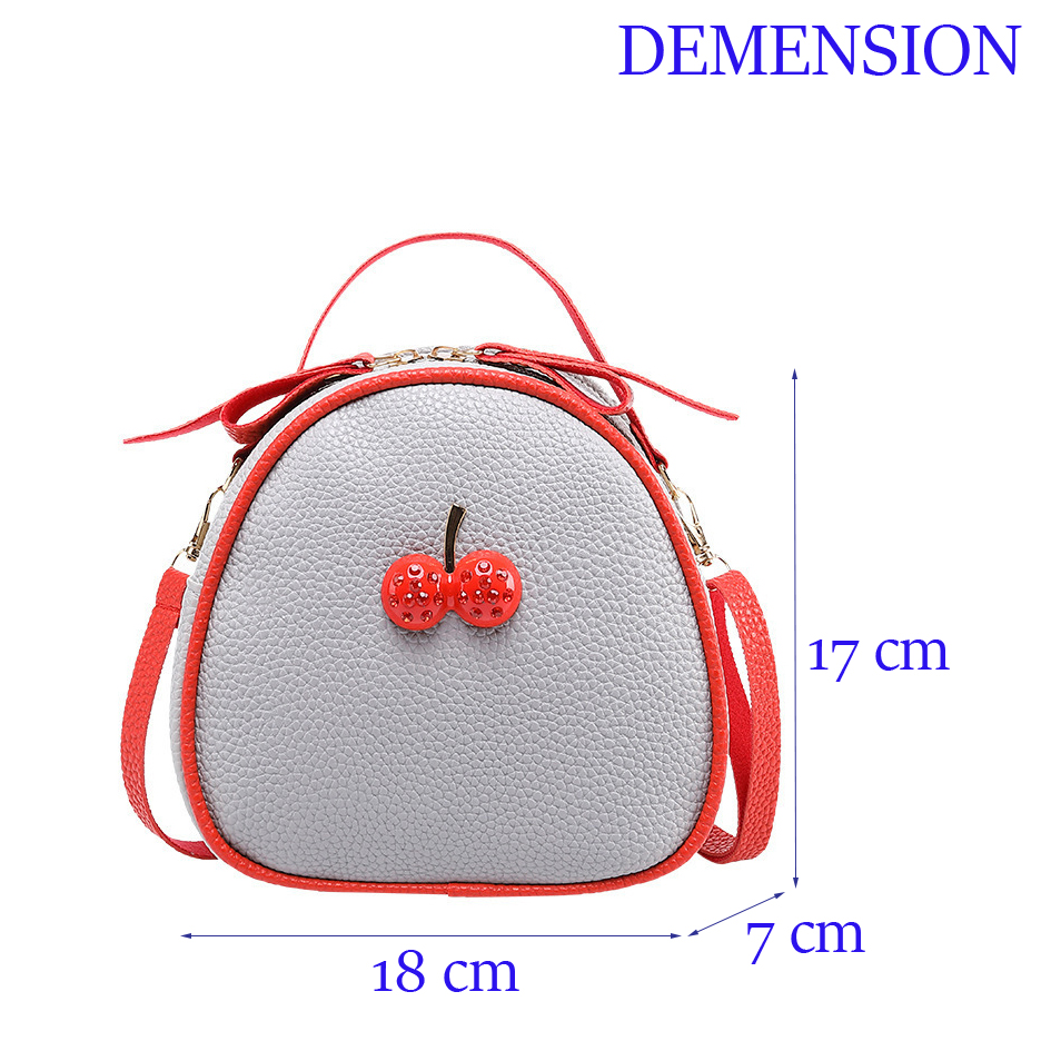 Balo Nữ Da Mềm Viền Đỏ Dễ Thương BL35 Màu Xám