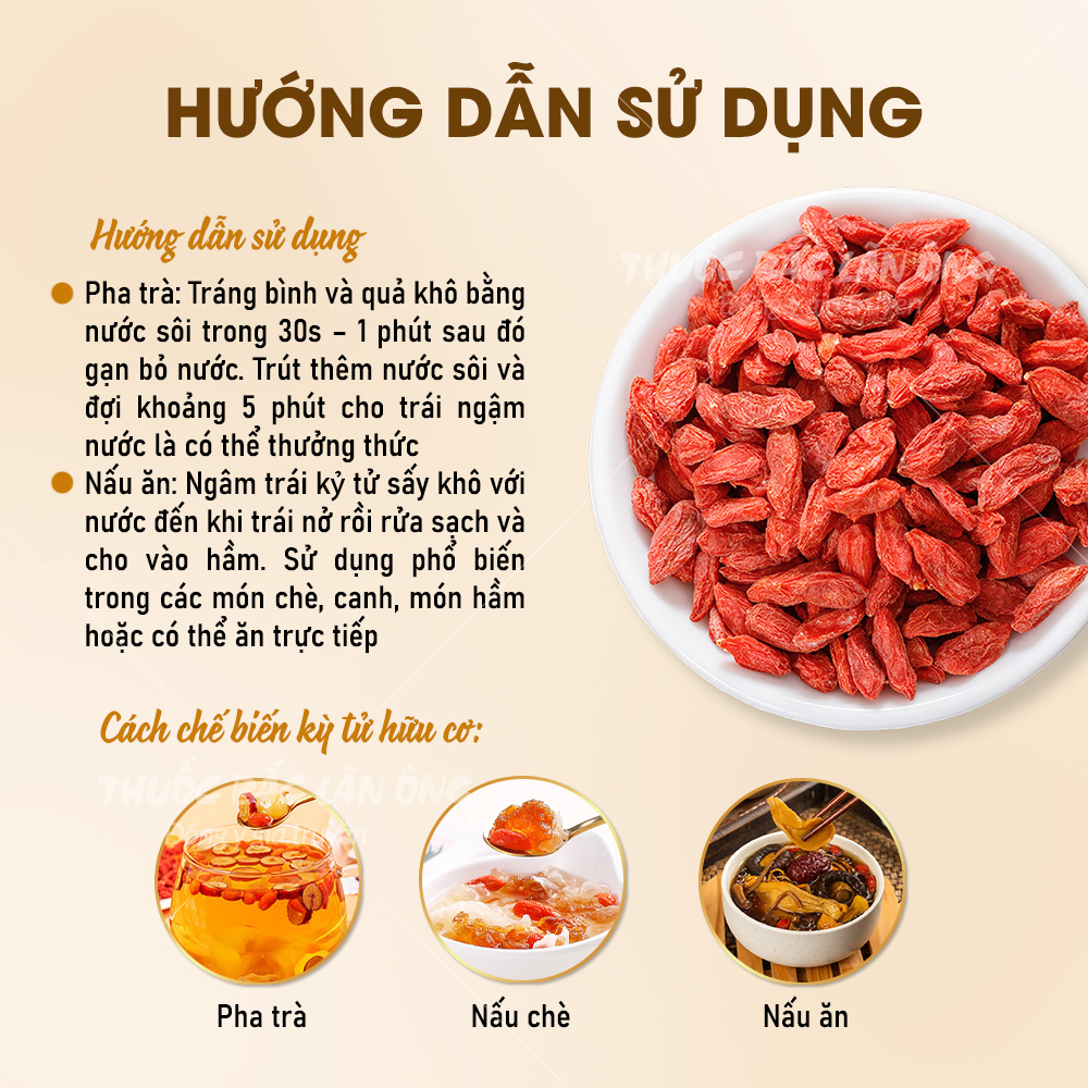Kỳ tử Ninh Hạ 500g, hạt kỷ tử hữu cơ, hạt to, ngọt, pha trà, hầm canh, nấu chè dưỡng nhan