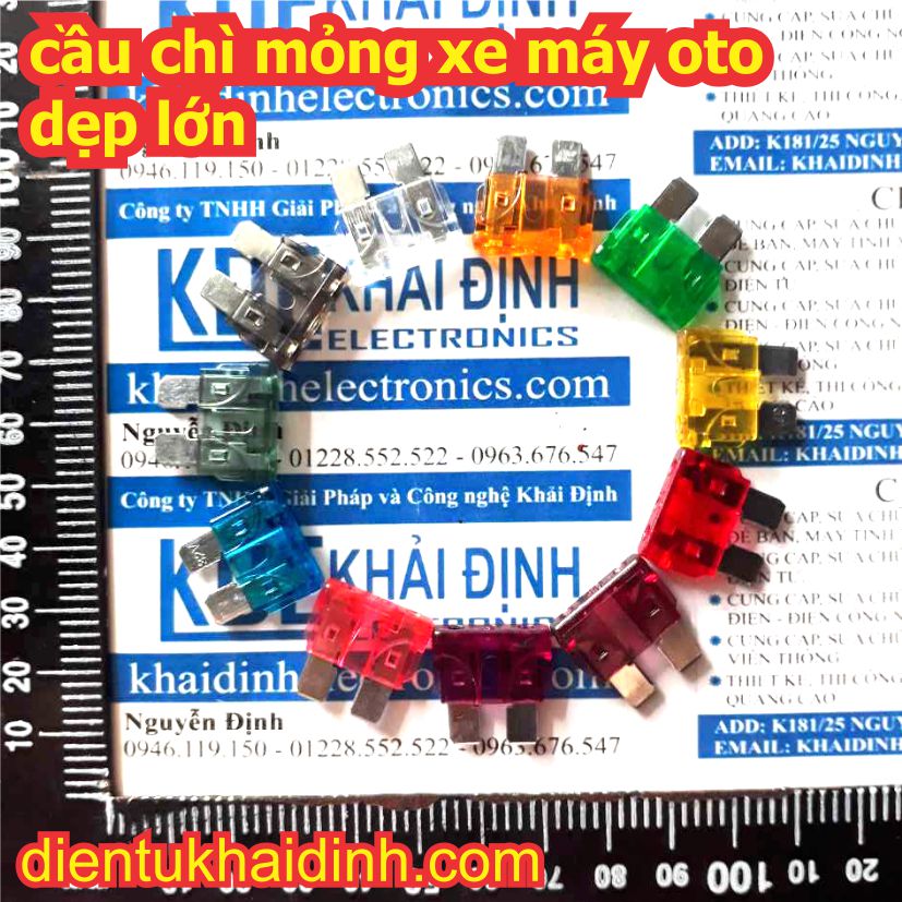 20 cái cầu chì mỏng dẹp lớn, cầu chì xe oto 1A  2A 3A 4A 5A 7.5A 10A 15A 20A 25A 30A 35A 40A kde1887