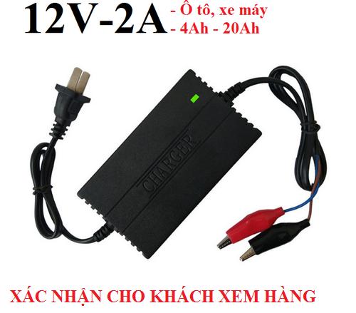 sac binh acquy ô tô xe máy 12v-2A 4-20Ah (Đen-Rẻ) sac acquy 12v, sac binh acquy, sạc ắc quy