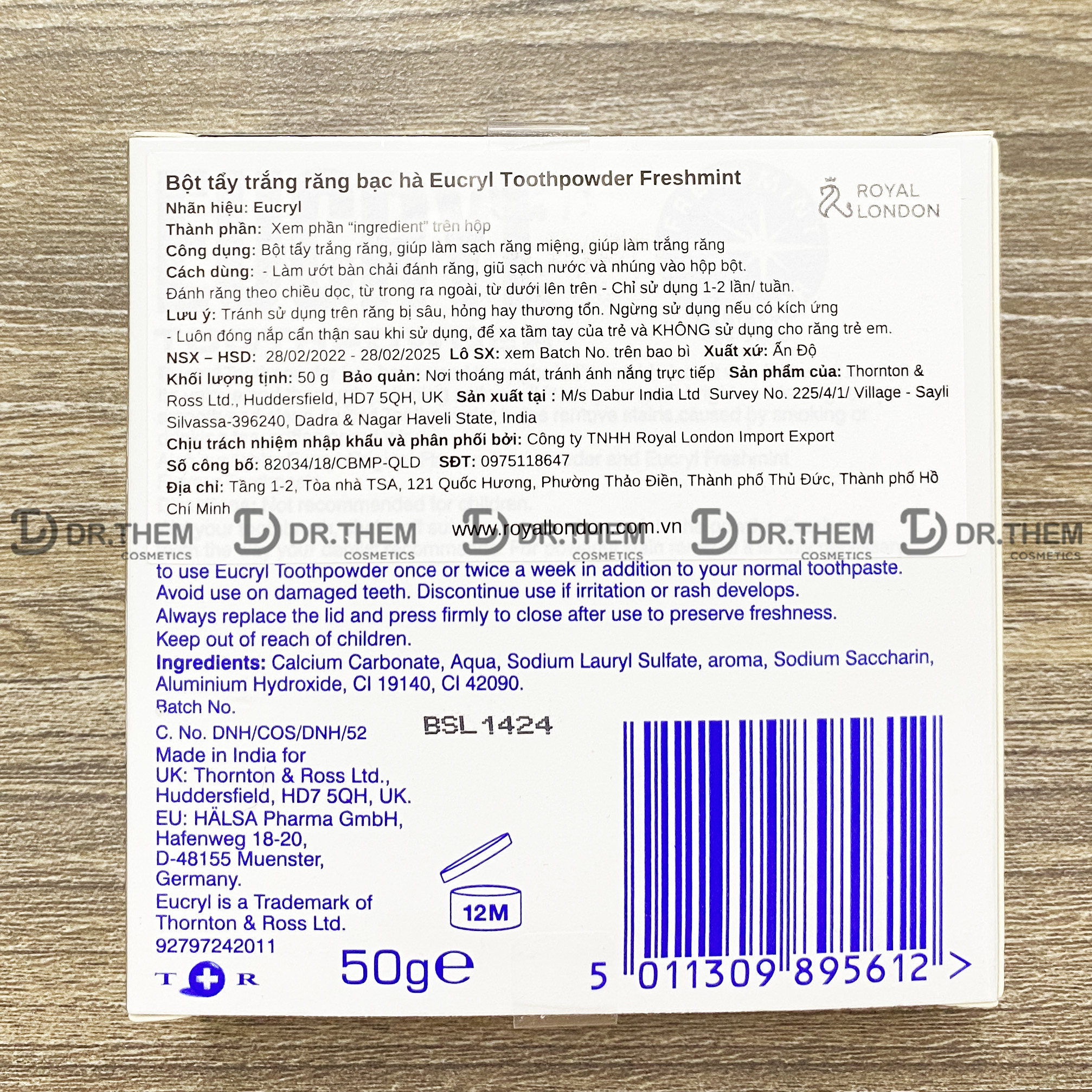 Eucryl Bột Tẩy Trắng Răng Toothpowder (50g) / Kem Đánh Răng Toothpaste (62g)