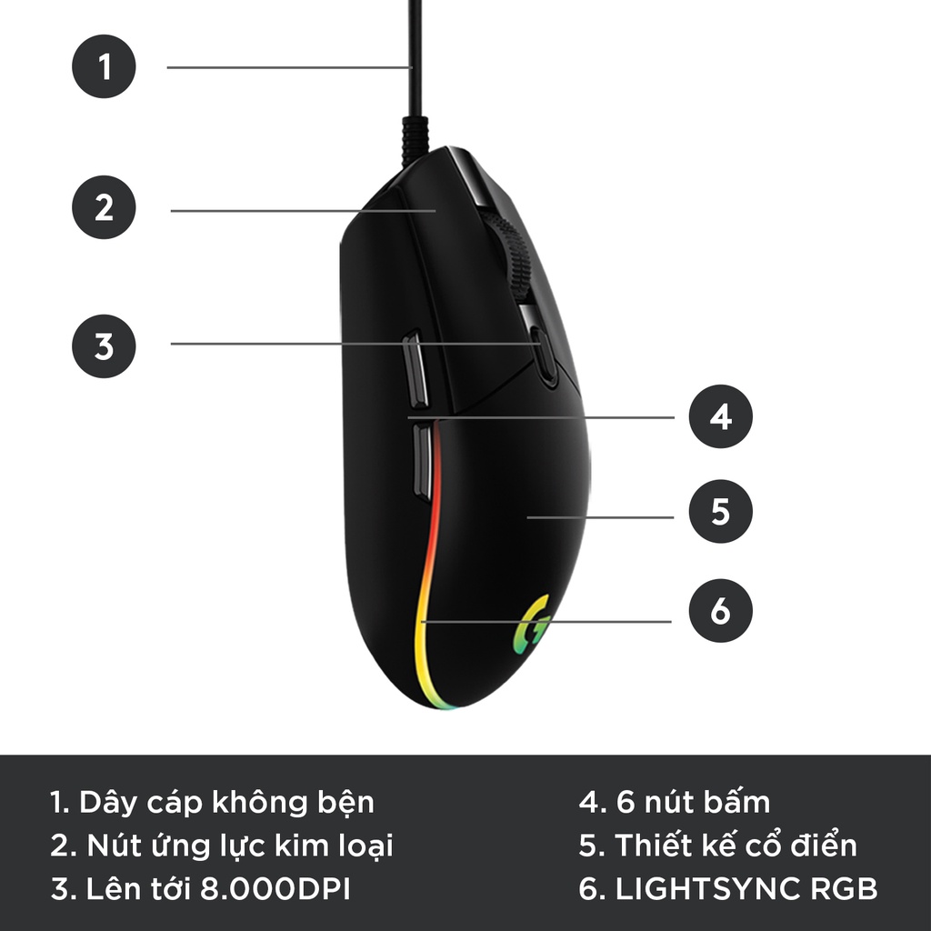 Chuột Logitech G102 Đen G304 Lightsync RGB