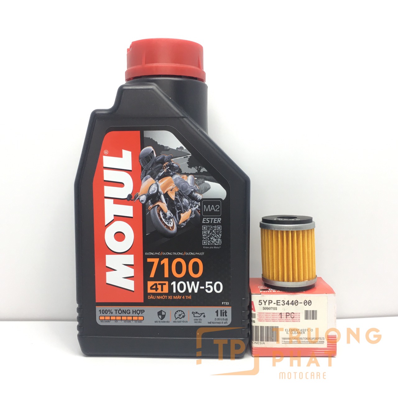 Nhớt motul 7100 10w50 1l và lọc nhớt yamaha