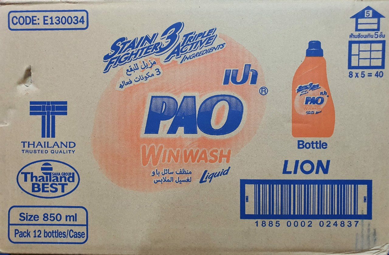 2 Chai Nước Giặt Pao 850Ml Thailand
