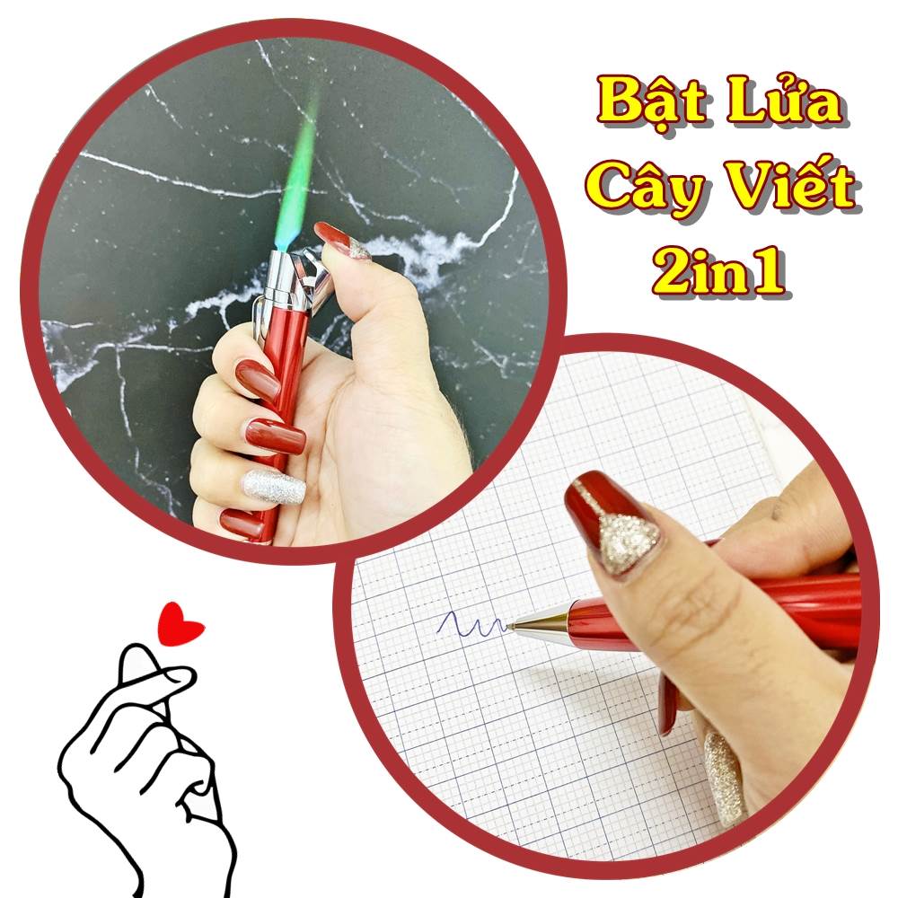 BẬT LỬA KHÈ CÂY VIẾT 2IN1 (KIM LOẠI - VIẾT CHỮ ĐƯỢC) - (XÀI GAS)