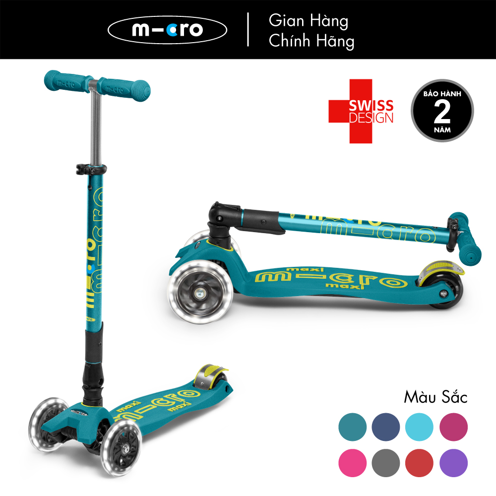 Xe trượt scooter Micro Maxi Deluxe Foldable LED (phiên bản gập gọn và bánh xe đèn LED)