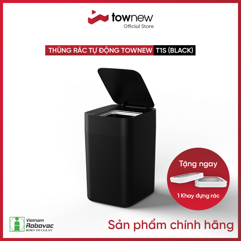 Thùng Rác Thông Minh Townew T1S Black -Tự động hàn túi - Bản Quốc Tế