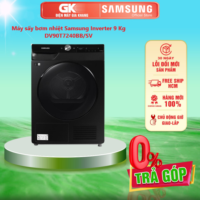 Máy sấy bơm nhiệt Samsung Inverter 9 Kg DV90T7240BB/SV - GIAO TOÀN QUỐC - FREESHIP HCM