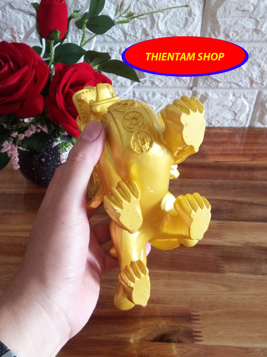 [HCM]Kỳ Hưu phong thủy đá poly vàng một con KHV20
