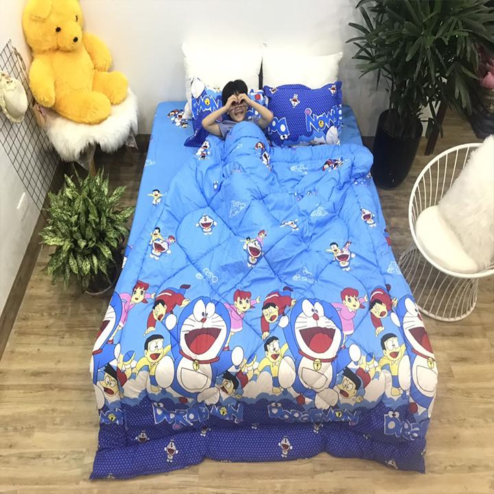 TRỌN BỘ CHĂN PHAO GA GỐI COMBO 5 MÓN - DỎEMON mã phao 3