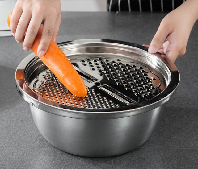 Bộ chậu nạo inox 3 chi tiết.