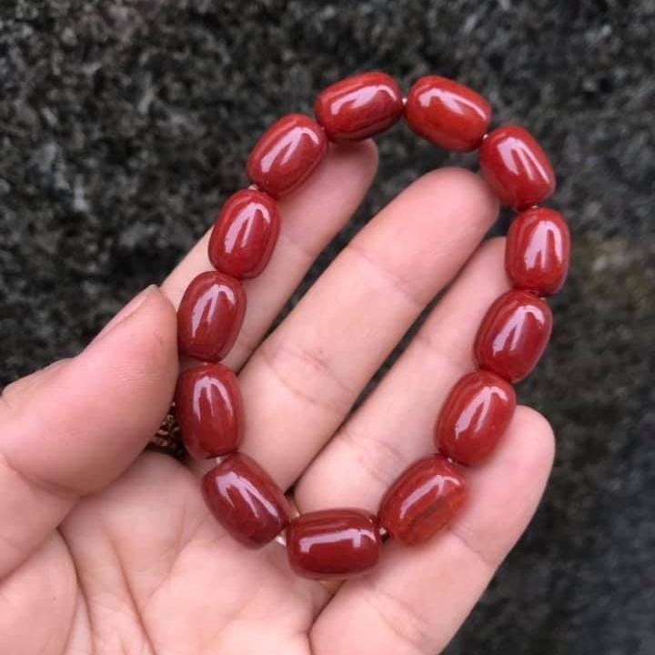 [HCM]VÒNG TAY LU THỐNG ĐÁ MÃ NÃO VÂN RỒNG ĐỎ hạt 10ly