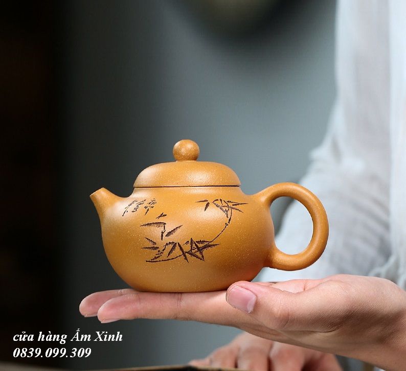 Ấm tử sa nghi hưng văn đán thúy trúc 200 ml