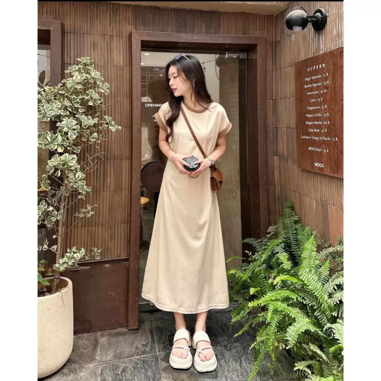 Váy suông dáng dài cộc tay phối viền cổ, viền tay. Đầm nữ suông dáng dài nhiều màu phong cách trẻ trung