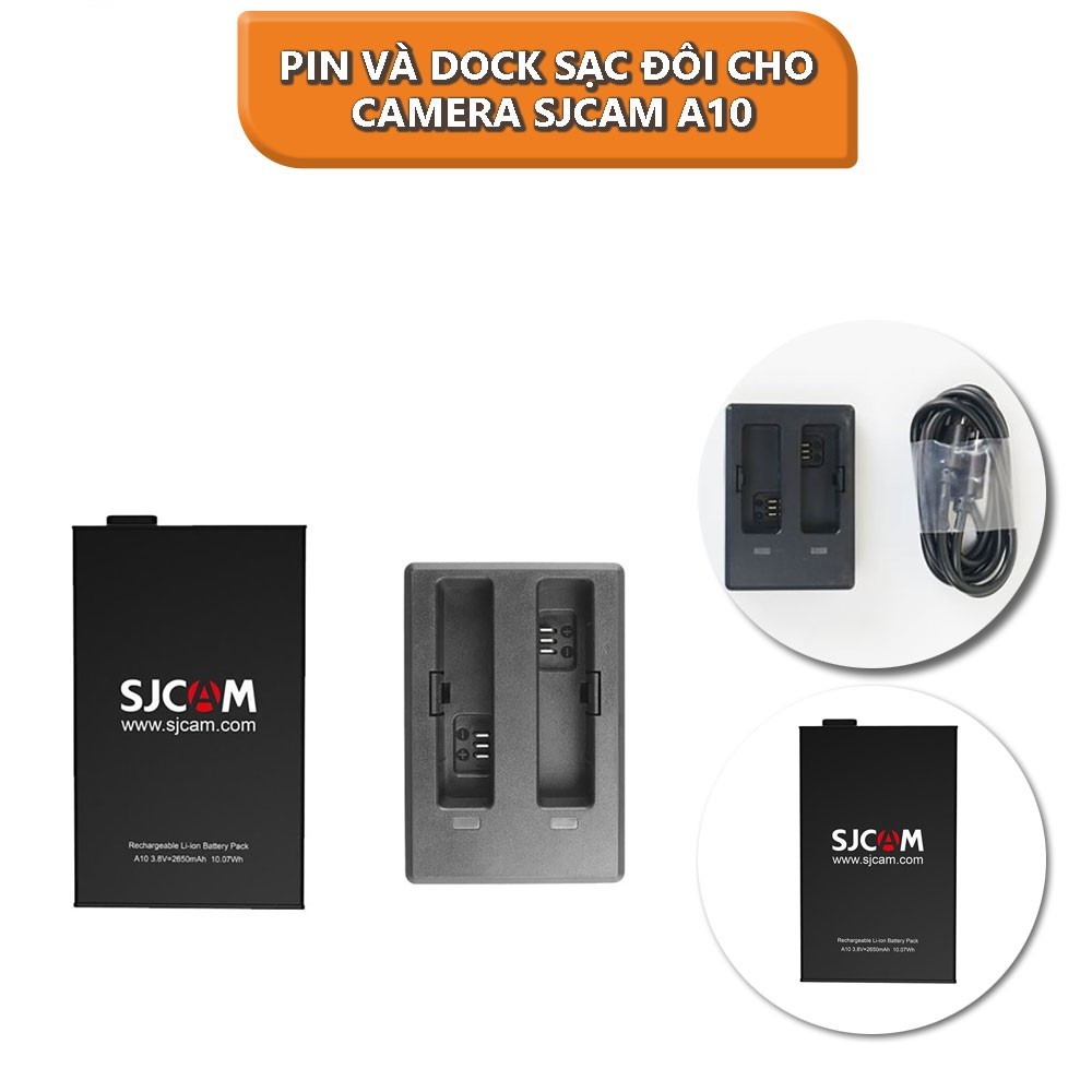 Pin sạc và Dock sạc đôi dành cho camera SJCAM A10 SJCAM A20