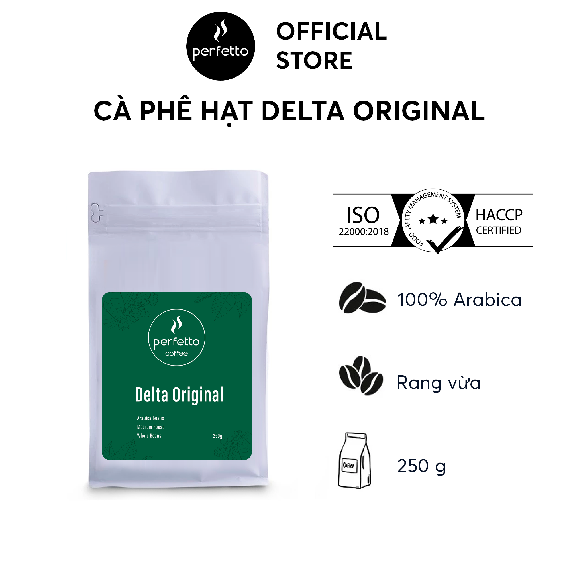 [Perfetto Coffee] Cà phê hạt Delta Original (250g/ 1kg)