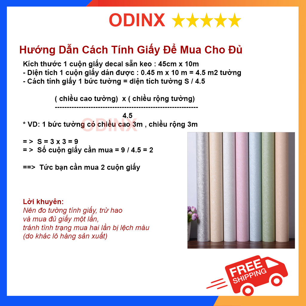 Giấy Dán Tường Sẵn Keo Châu Âu Vàng (10m x 45cm)