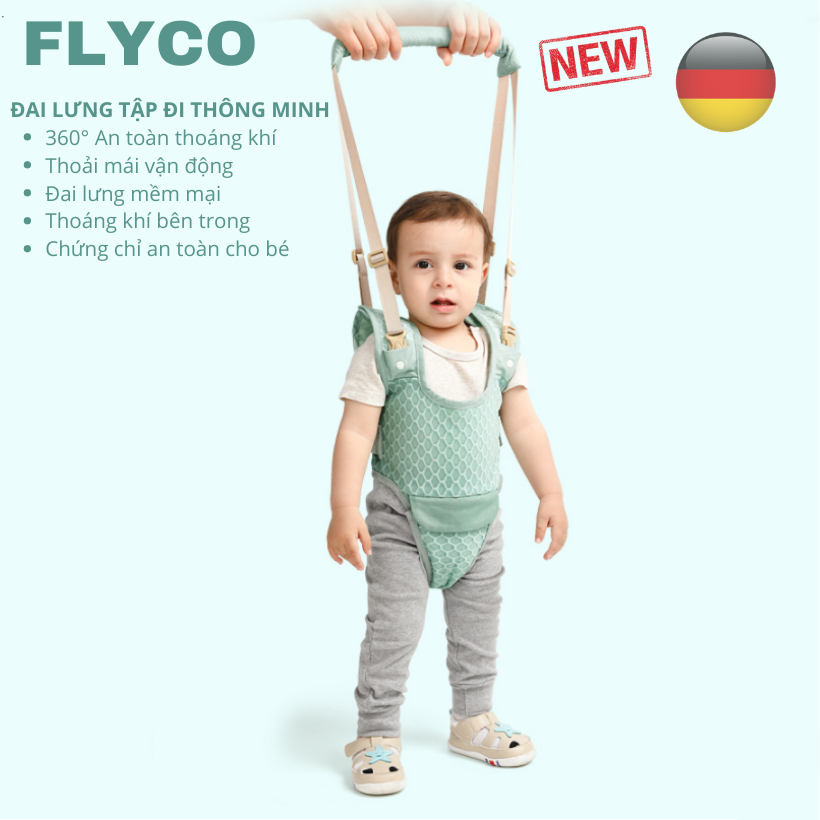 Đai lưng tập đi cho bé siêu thoáng vải dệt kim Flyco PN4 Xuất Mỹ