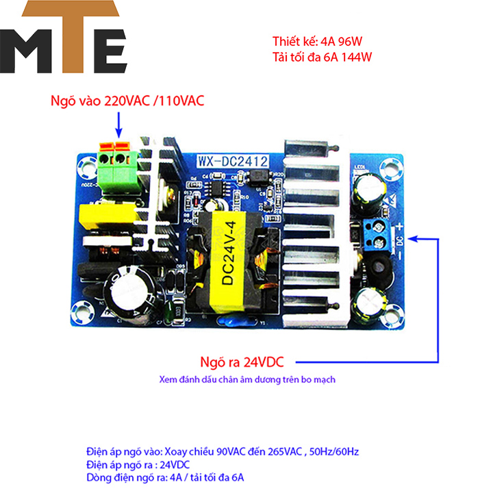 Module nguồn xung 100W AC-DC 24v 4A