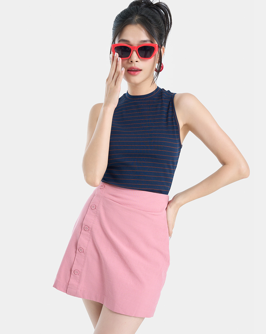 Áo sát nách nữ thời trang juno kẻ sọc cổ lọ jnath040