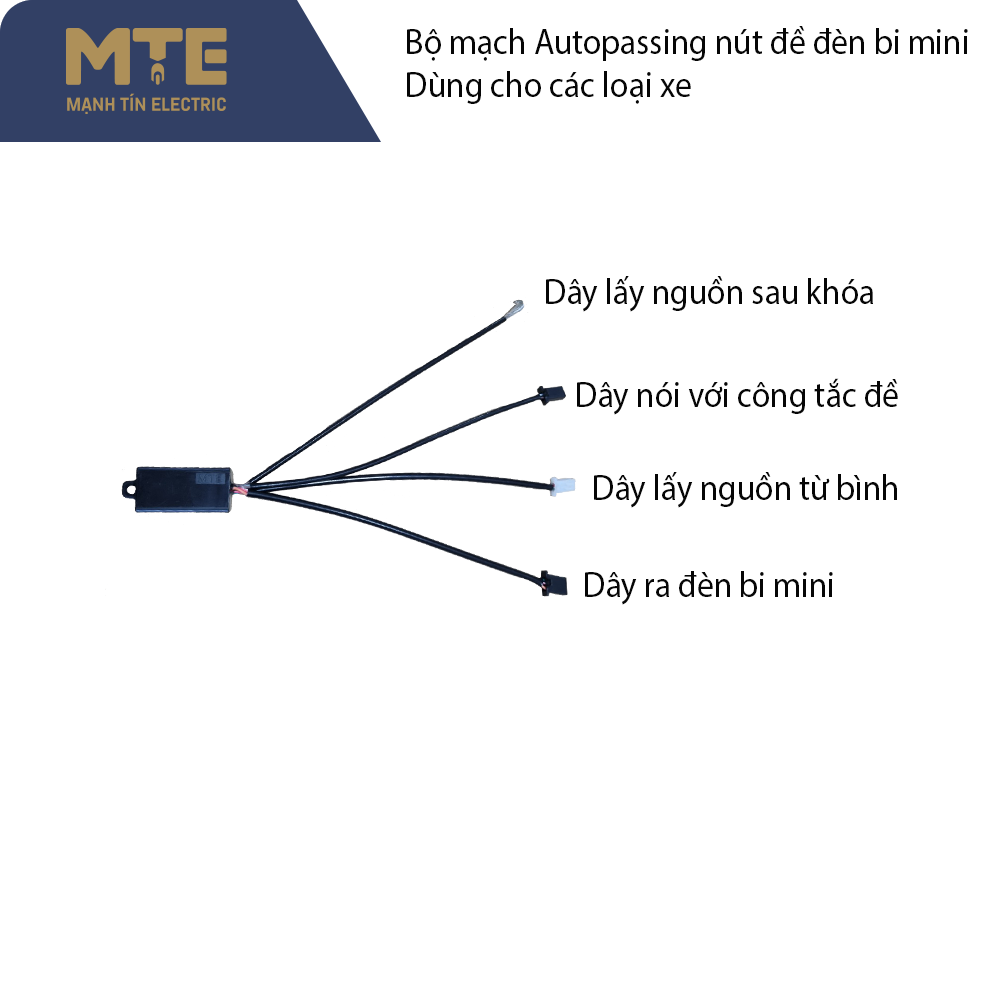 Bộ mạch Auto Passing nút đề đèn dùng cho đèn bi mini ( Dây cầu chì 2m)