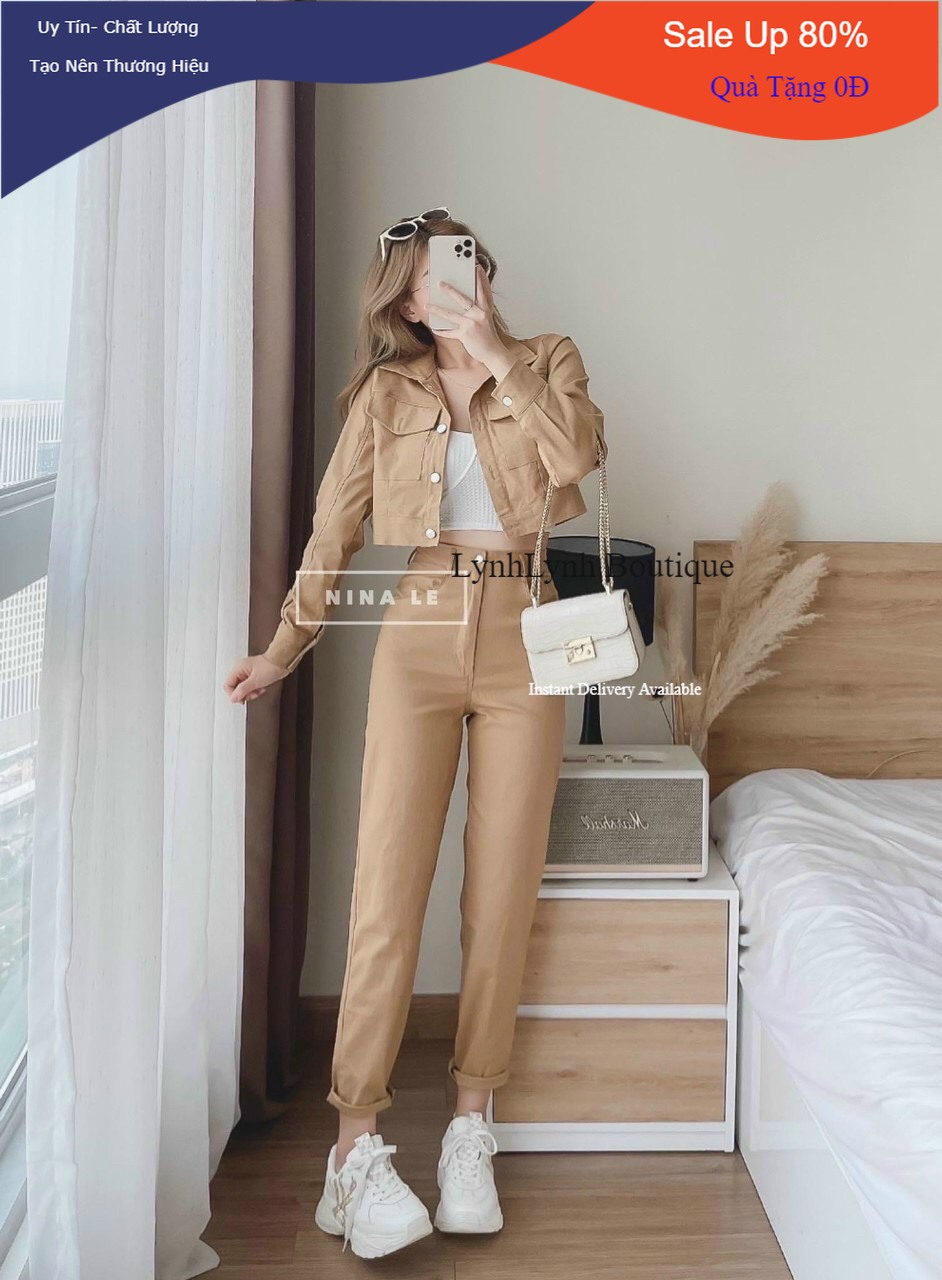 Sét bộ áo tay dài 3 món croptop chất for áo gân cao cấp