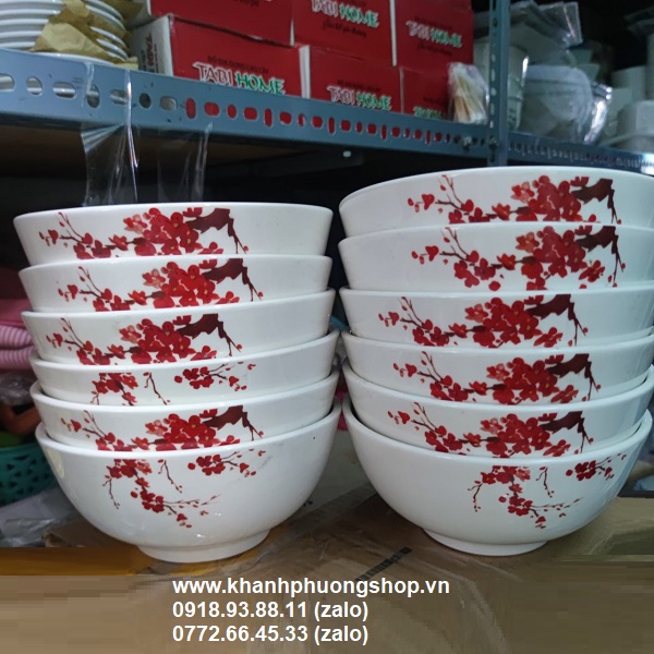 bộ 06 chén sứ hoa đào - chén sứ hoa đào