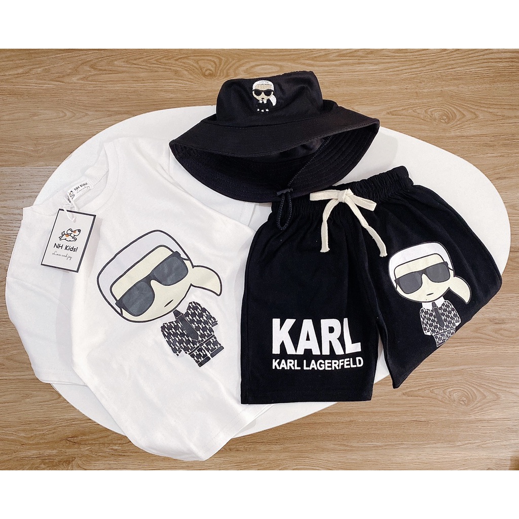 Bộ cotton cho bé bộ thun cho bé hình karl chất cotton 100%