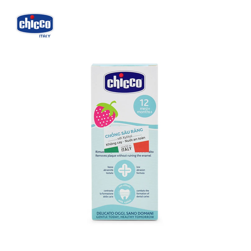 Kem đánh răng cho bé nuốt được CHICCO 6m+, kem đánh răng trẻ em 50ml