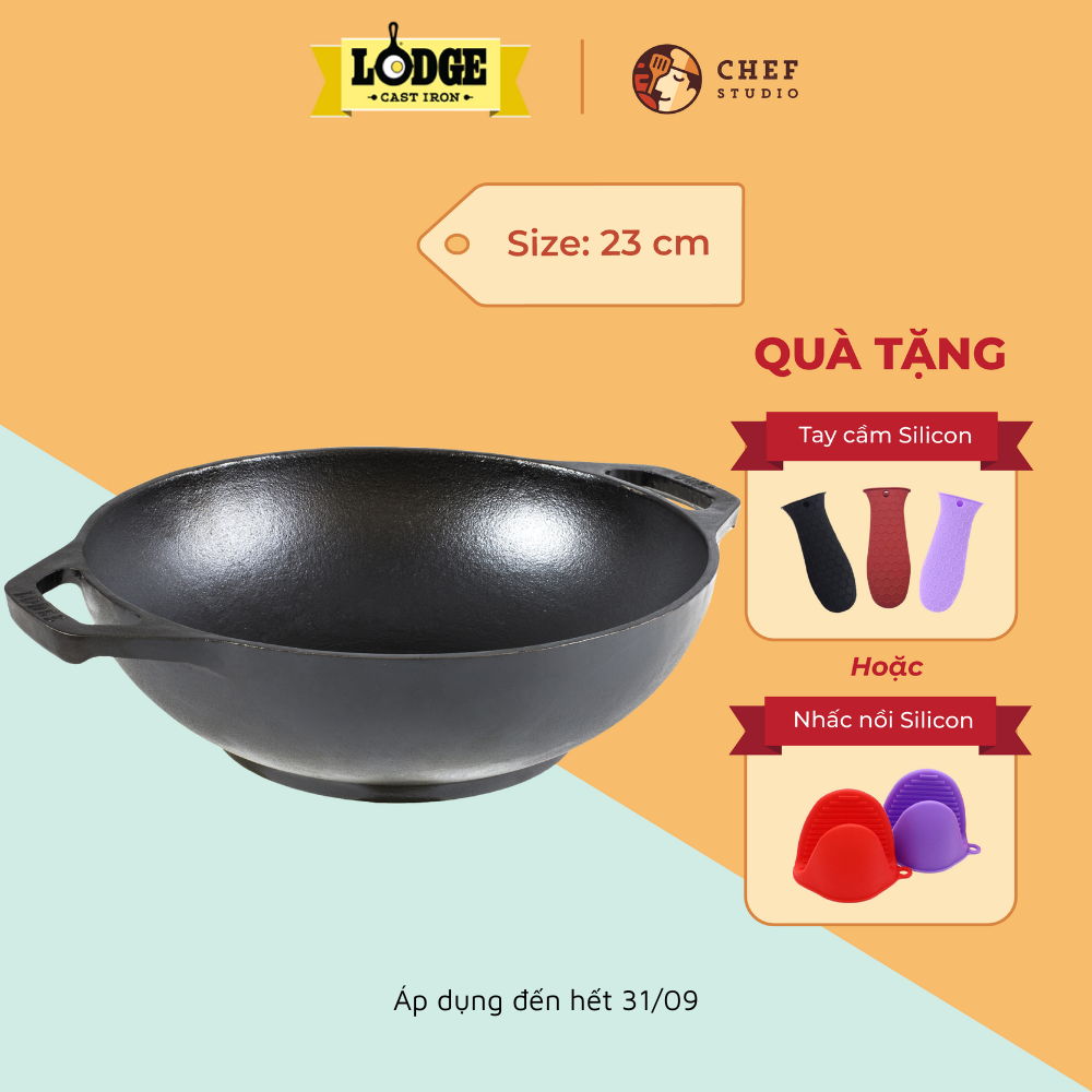 Chảo gang Lodge kiểu Wok Mini 23 cm