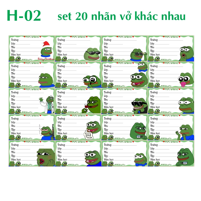 Nhãn vở Ếch Xanh PEPE Graffiti - Nhãn dán Ếch Xanh PEPE Graffiti (nhiều mẫu đẹp xinh)