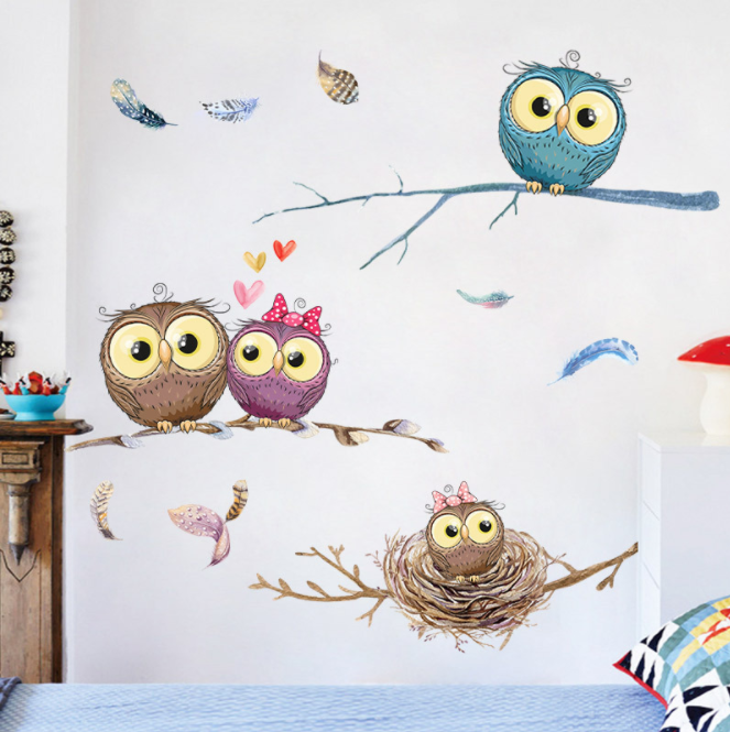 Decal dán tường Cú cành cây TLL129