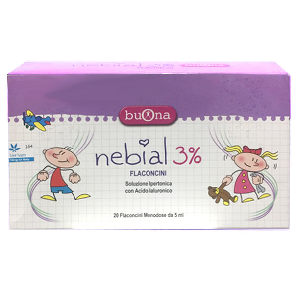 Dung dịch nhỏ mũi Nebial 3% Flaconcini, giúp làm ẩm, làm sạch mũi
