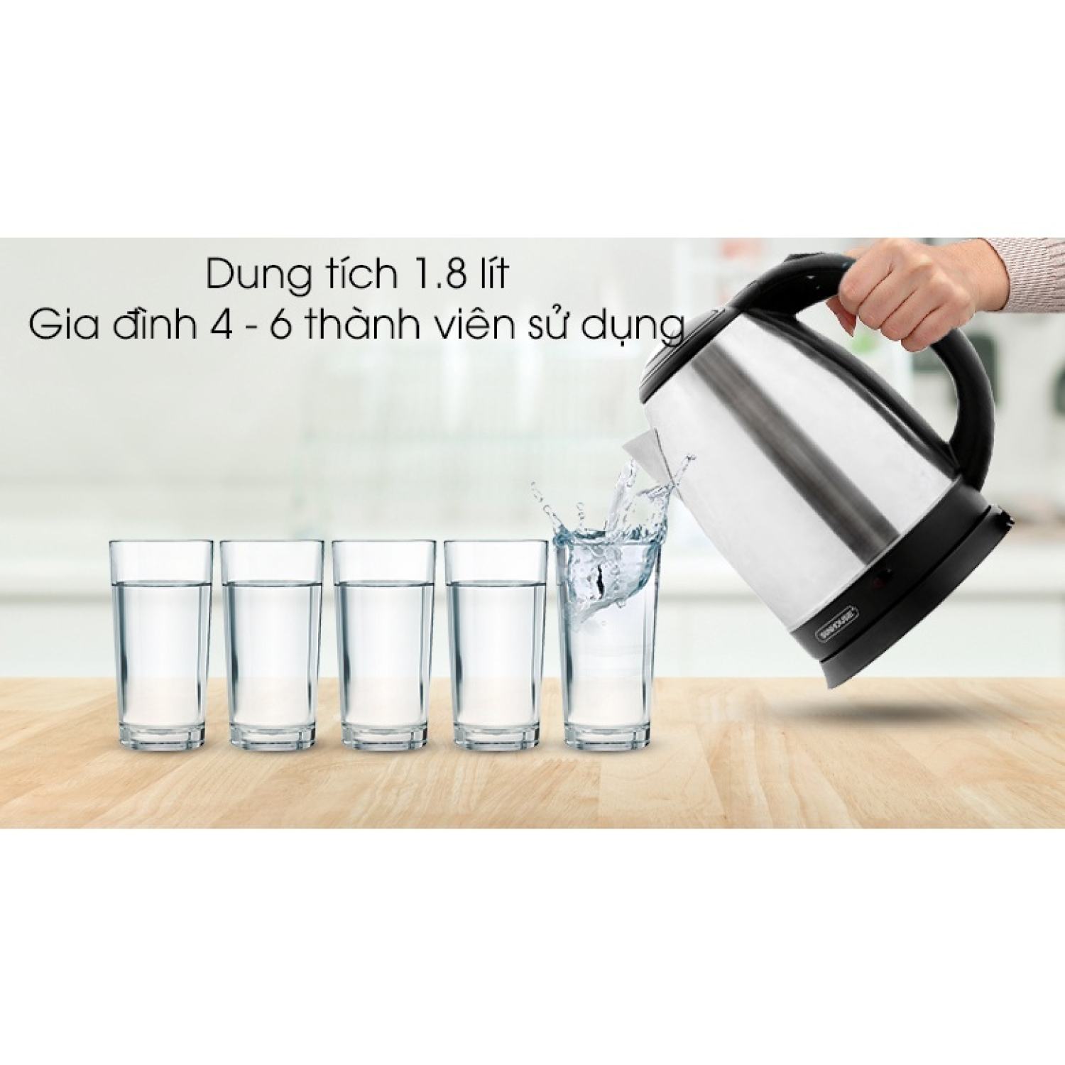 Ấm siêu tốc inox SUNHOUSE SHD1182