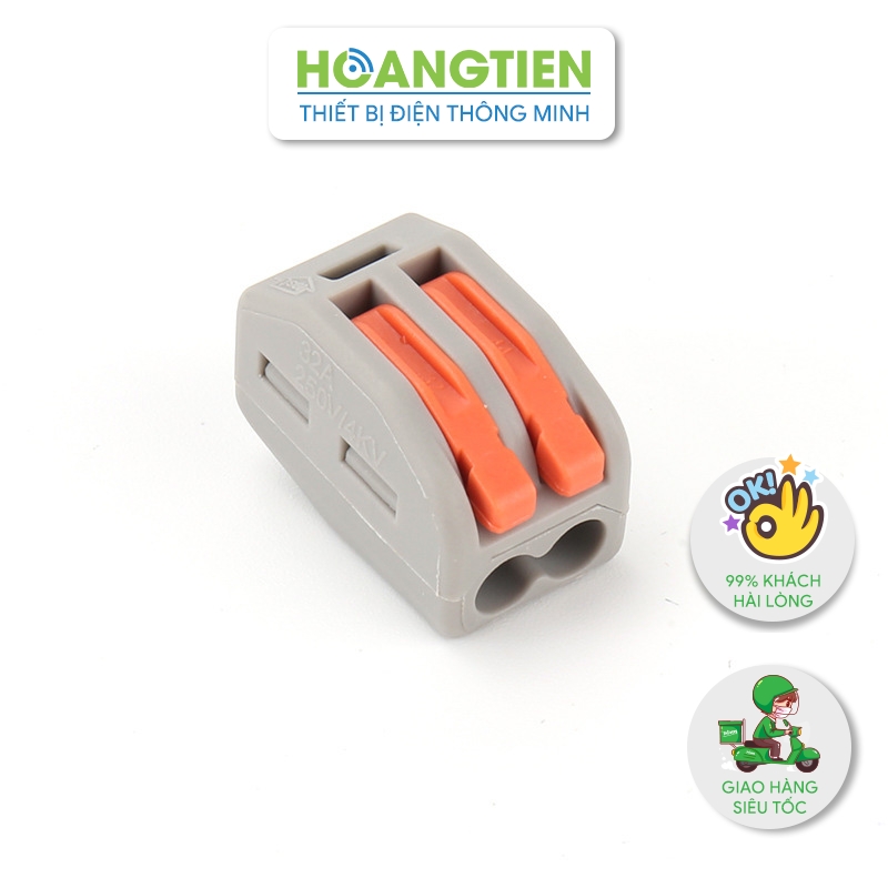 Cút nối dây điện nhanh KV774 2 cổng - Đầu nối có cần gạt thông minh, chịu tải 32A, chống cháy nổ